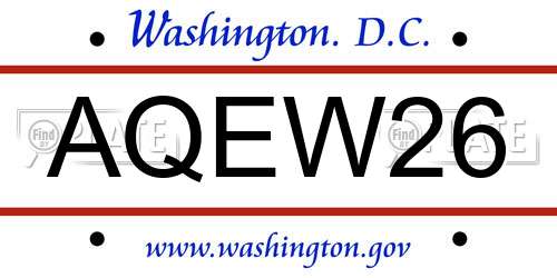 AQEW26 District Of Columbia License Plate