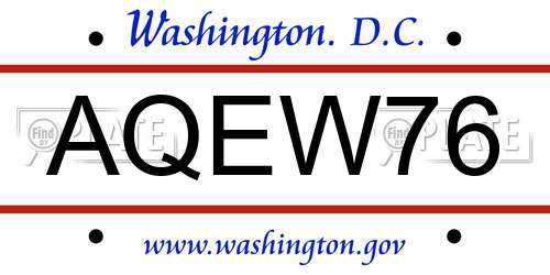 AQEW76 District Of Columbia License Plate