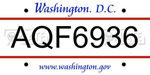 AQF6936 District Of Columbia License Plate