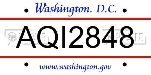 AQI2848 District Of Columbia License Plate