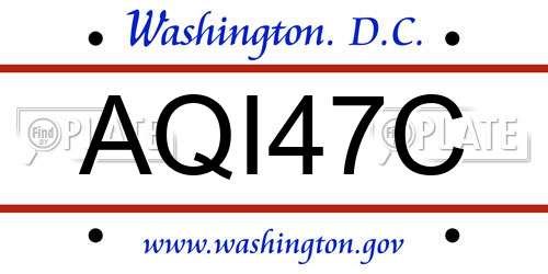 AQI47C District Of Columbia License Plate