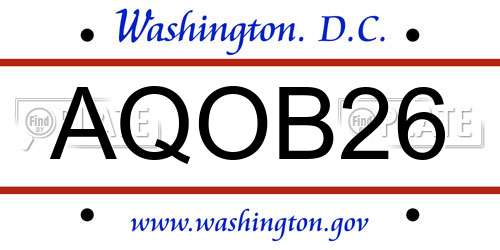 AQOB26 District Of Columbia License Plate