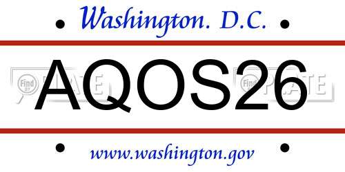 AQOS26 District Of Columbia License Plate