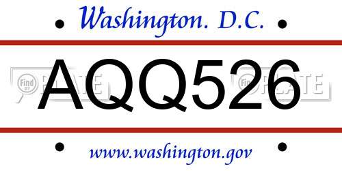 AQQ526 District Of Columbia License Plate