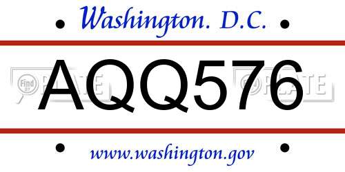 AQQ576 District Of Columbia License Plate