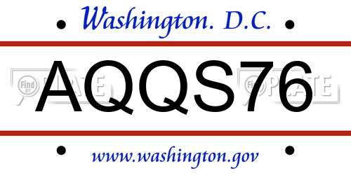 AQQS76 District Of Columbia License Plate