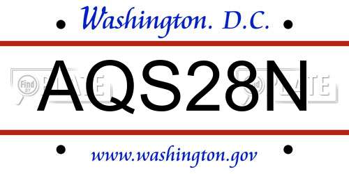 AQS28N District Of Columbia License Plate