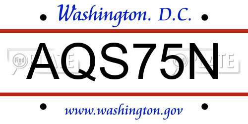 AQS75N District Of Columbia License Plate