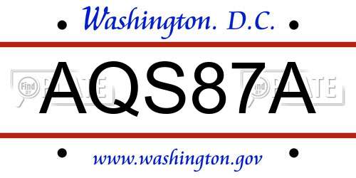 AQS87A District Of Columbia License Plate