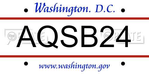 AQSB24 District Of Columbia License Plate