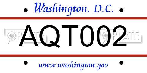 AQT002 District Of Columbia License Plate
