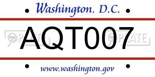 AQT007 District Of Columbia License Plate