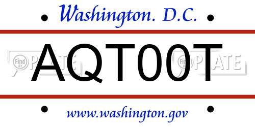 AQT00T District Of Columbia License Plate