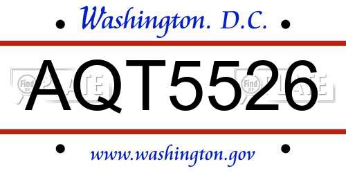 AQT5526 District Of Columbia License Plate