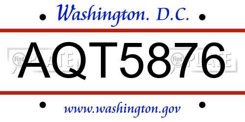 AQT5876 District Of Columbia License Plate