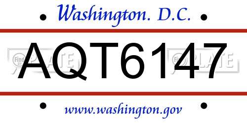 AQT6147 District Of Columbia License Plate