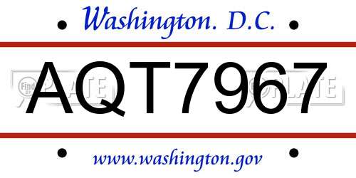 AQT7967 District Of Columbia License Plate