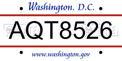 AQT8526 District Of Columbia License Plate