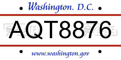 AQT8876 District Of Columbia License Plate