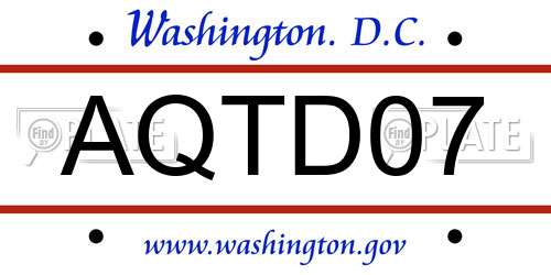 AQTD07 District Of Columbia License Plate