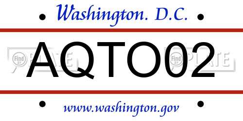 AQTO02 District Of Columbia License Plate