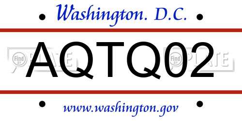 AQTQ02 District Of Columbia License Plate