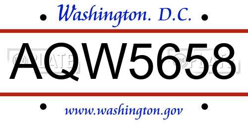AQW5658 District Of Columbia License Plate