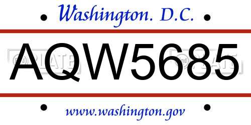AQW5685 District Of Columbia License Plate