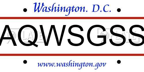 AQWSGSS District Of Columbia License Plate