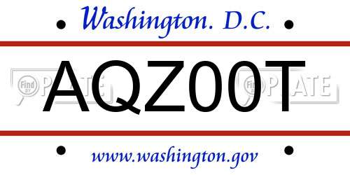 AQZ00T District Of Columbia License Plate