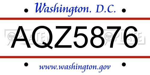 AQZ5876 District Of Columbia License Plate
