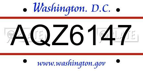 AQZ6147 District Of Columbia License Plate