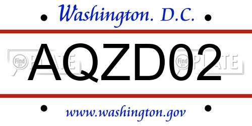 AQZD02 District Of Columbia License Plate
