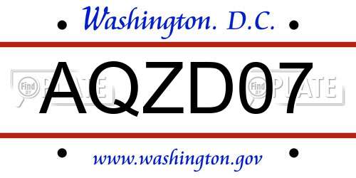 AQZD07 District Of Columbia License Plate