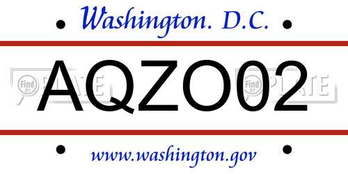 AQZO02 District Of Columbia License Plate