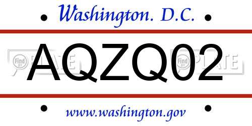 AQZQ02 District Of Columbia License Plate