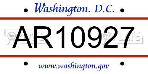 AR10927 District Of Columbia License Plate