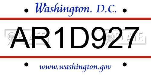 AR1D927 District Of Columbia License Plate