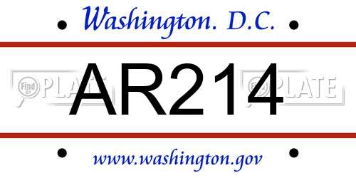 AR214 District Of Columbia License Plate