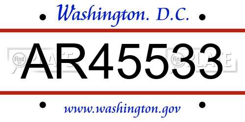 AR45533 District Of Columbia License Plate