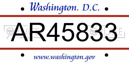 AR45833 District Of Columbia License Plate