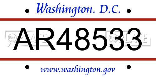 AR48533 District Of Columbia License Plate