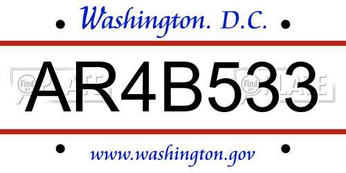AR4B533 District Of Columbia License Plate