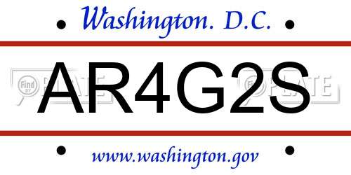 AR4G2S District Of Columbia License Plate