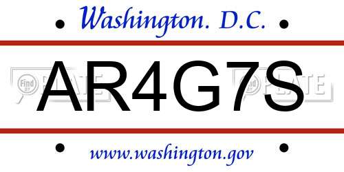 AR4G7S District Of Columbia License Plate