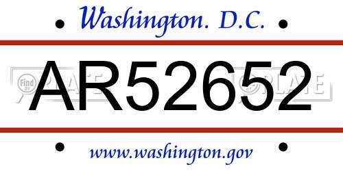 AR52652 District Of Columbia License Plate