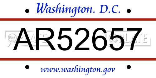 AR52657 District Of Columbia License Plate