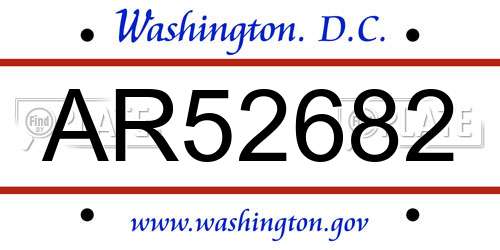 AR52682 District Of Columbia License Plate