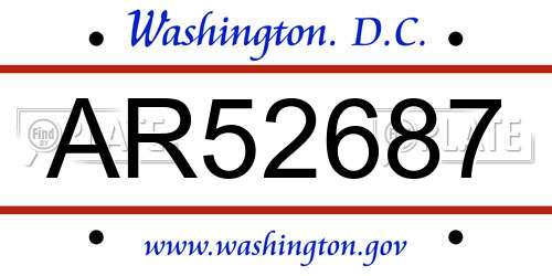 AR52687 District Of Columbia License Plate