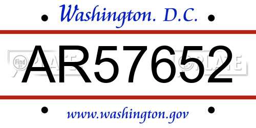 AR57652 District Of Columbia License Plate